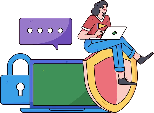 Employee works on encrypted chat messages  Illustration