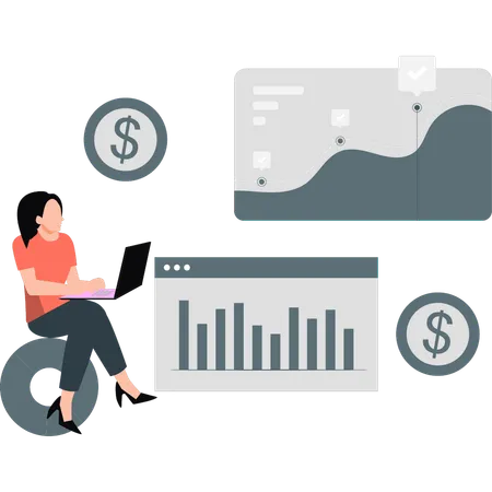 Employee works on financial data  Illustration