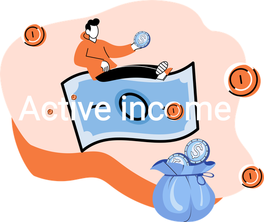 Employee works on income management  Illustration