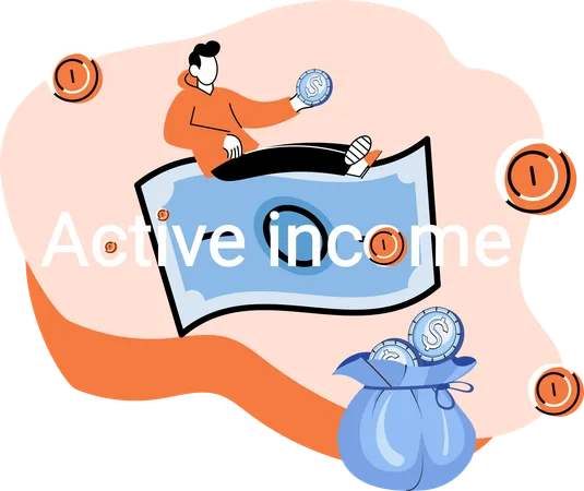 Employee works on income management  Illustration