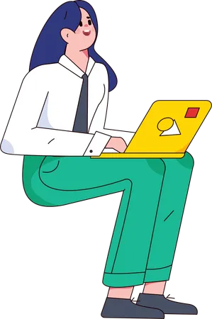 Employee works on laptop  Illustration