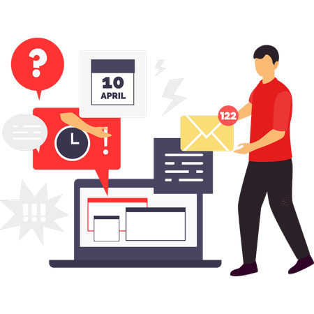 Employee works on mail marketing  Illustration