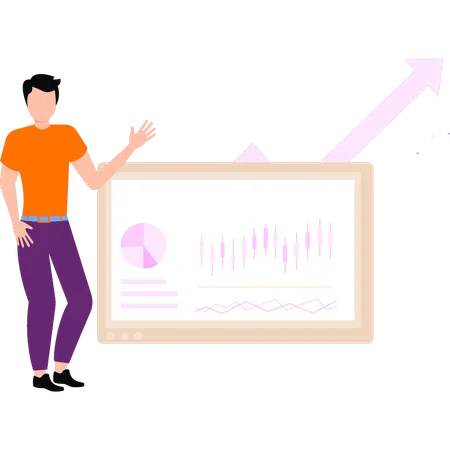 The Boy Is Showing Business Graph Illustration