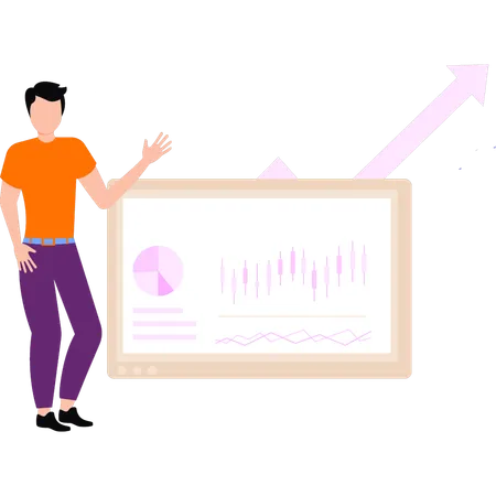 Employee works on market data  Illustration