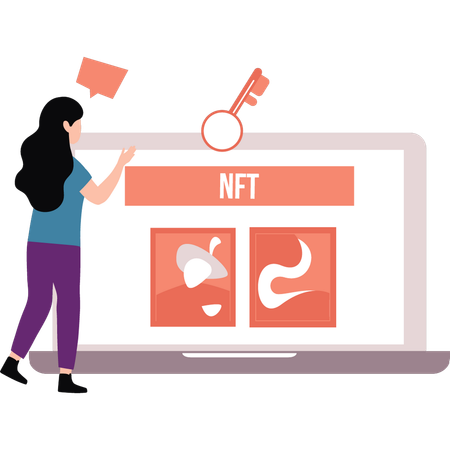 Employee works on NFT data  Illustration