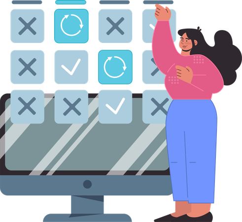 Employee works on pending tasks  Illustration