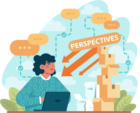 Employee works on perspectives  Illustration