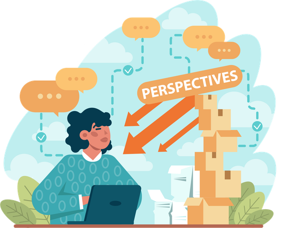 Employee works on perspectives  Illustration