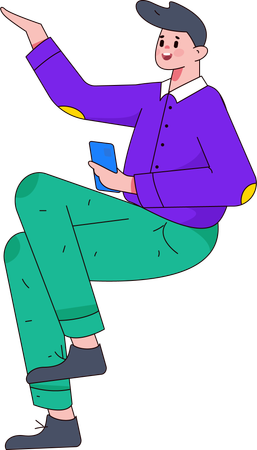Employee works on phone browser  Illustration