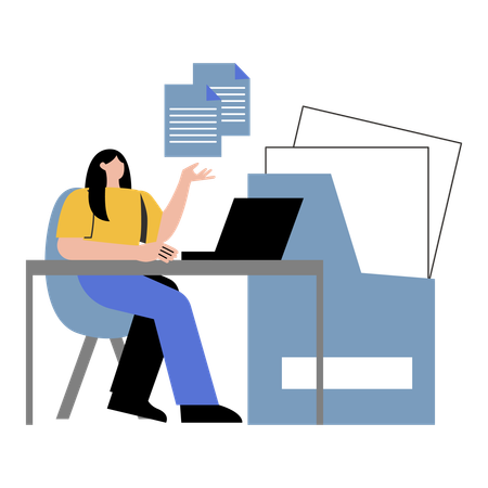 Employee works on server files and folders  Illustration