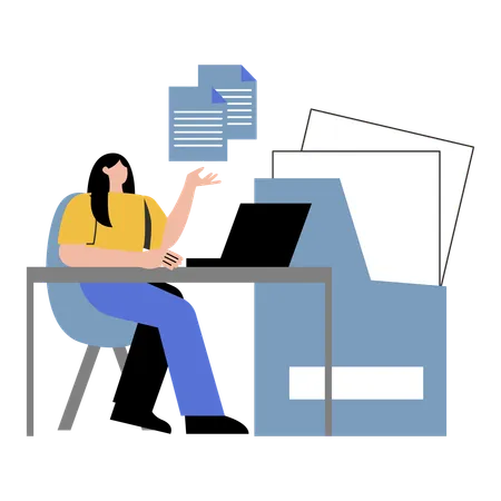 Employee works on server files and folders  Illustration