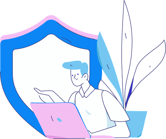 Employee works on system password techniques  Illustration