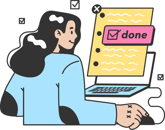 Employee works on task approval  Illustration