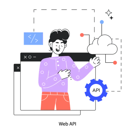 Employee Works On Web Api  Illustration