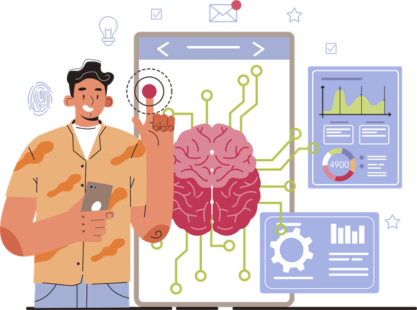 Employee works on web configuration  Illustration