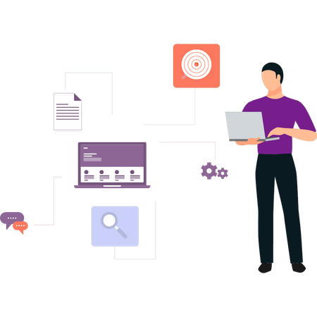 Employee works on web performance  Illustration