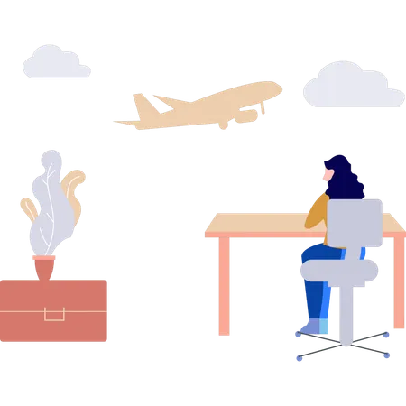 The Girl Is Sitting On The Chair Illustration