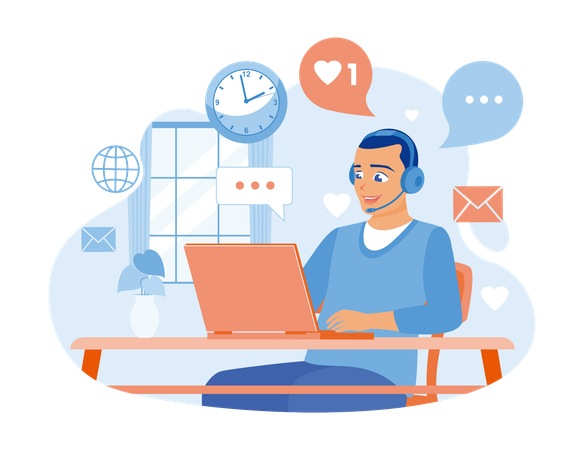 Employee Works Remotely  Illustration