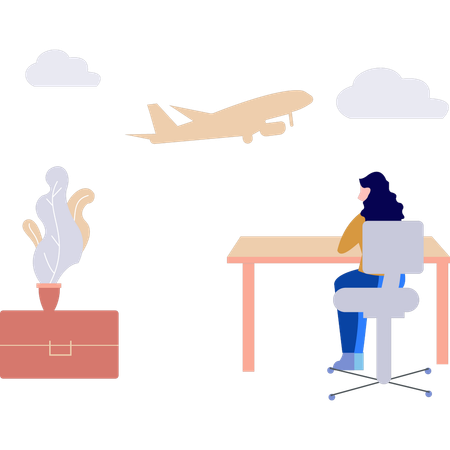 Employee works remotely  Illustration