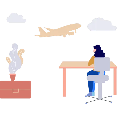 Employee works remotely  Illustration