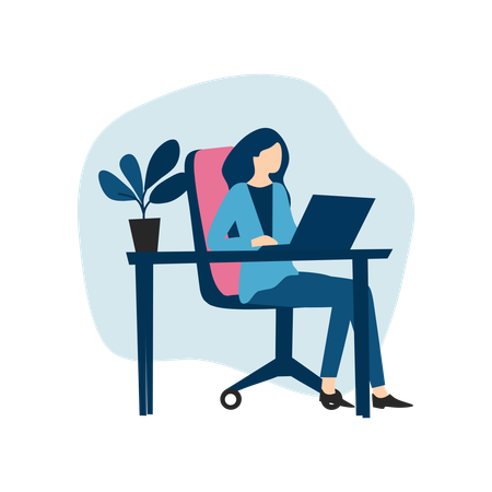 Employee works remotely  Illustration