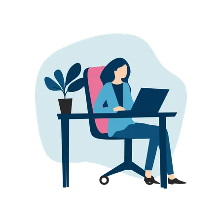 Employee works remotely  Illustration