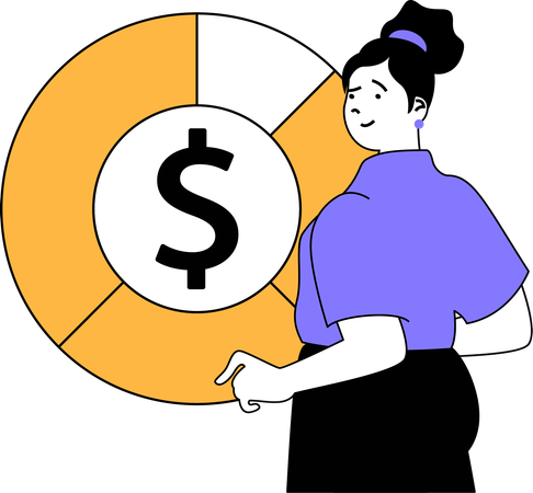Employee works to achieve financial target  Illustration