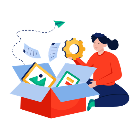 Employee works with Media box  Illustration