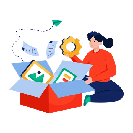 Employee works with Media box  Illustration