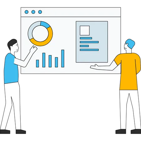 Employees analyzing data  Illustration