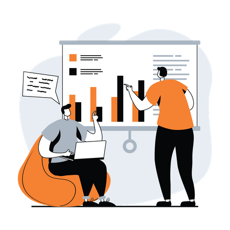 Employees analyzing data  Illustration