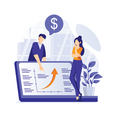 Employees analyzing data  Illustration