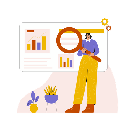 Employees analyzing market data  Illustration