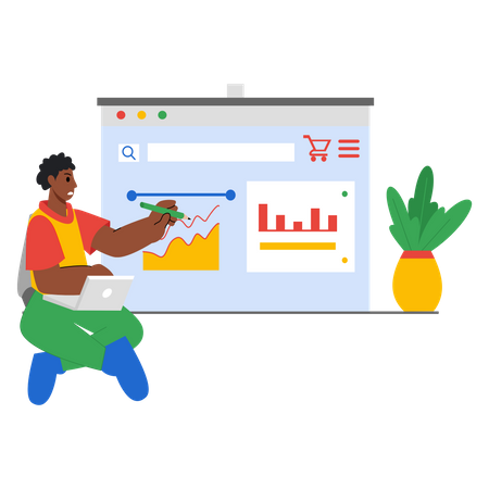 Employees analyzing marketing data  Illustration