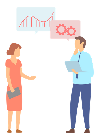 Employees analyzing statistical data  Illustration