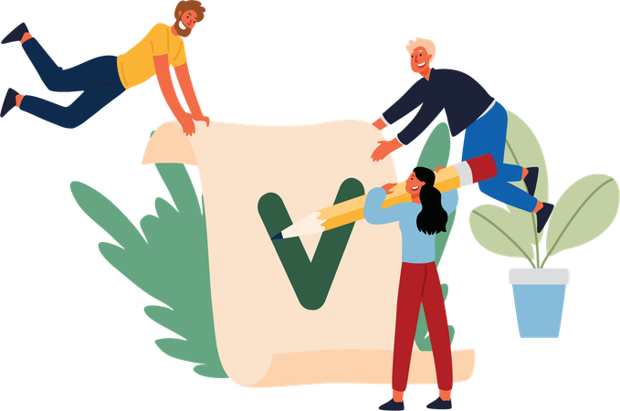 Employees are approving their tasks  イラスト