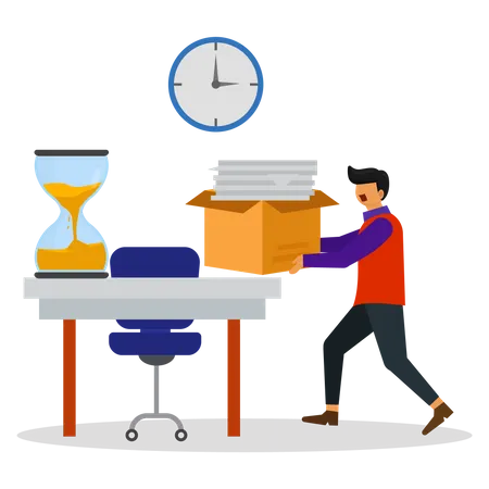 Employees Are Being Chased Work Time Flat Illustration Vector Graphic Illustration