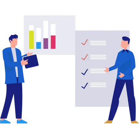 Employees are check listing tasks  Illustration