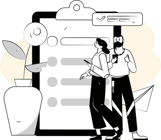 Employees are checking their work according to schedule  Illustration