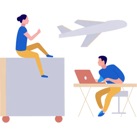 Employees are discussing about business trip  Illustration