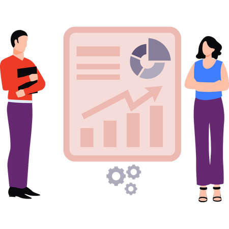 Employees are discussing about growth analysis  Illustration
