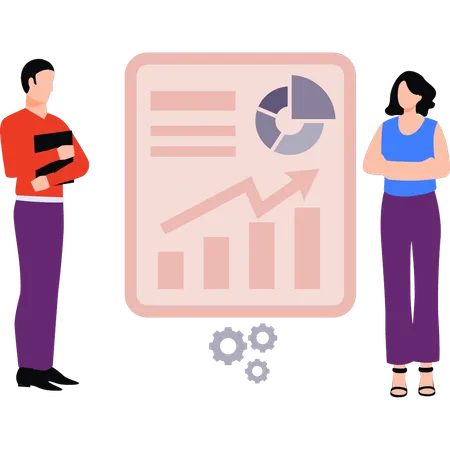 Employees are discussing about growth analysis  Illustration