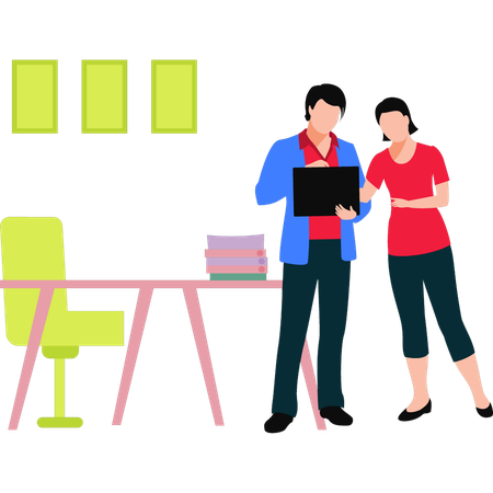 Employees are discussing business tasks  Illustration