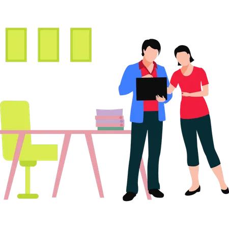 Employees are discussing business tasks  Illustration