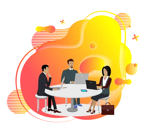 Employees are discussing in meeting  Illustration