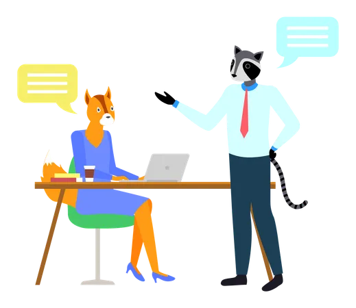 Employees are discussing in meeting  Illustration