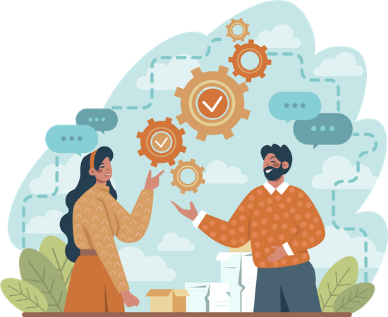 Employees are discussing on web performance  Illustration