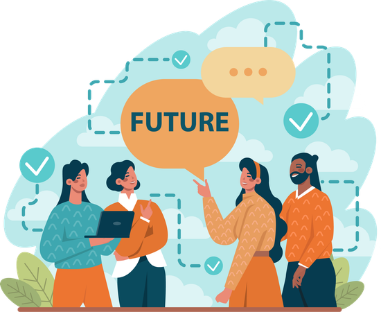 Employees are discussing their future  Illustration