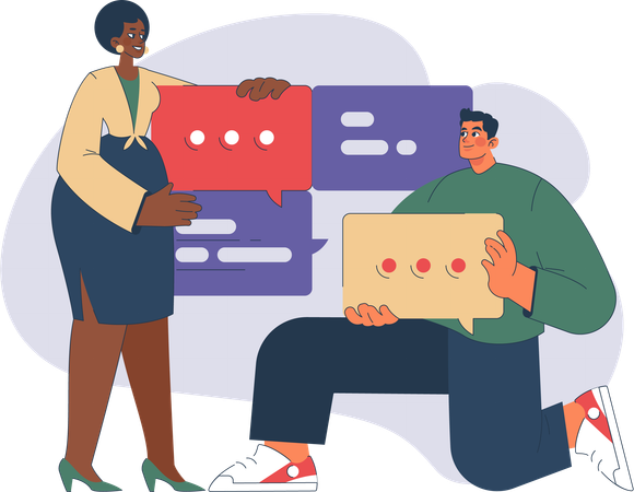 Employees are discussing together  Illustration
