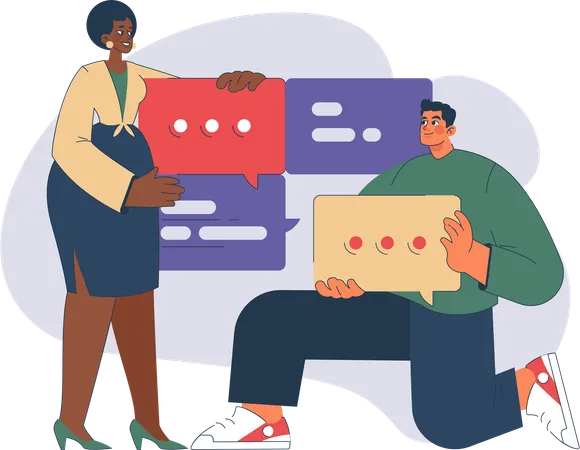 Employees are discussing together  Illustration